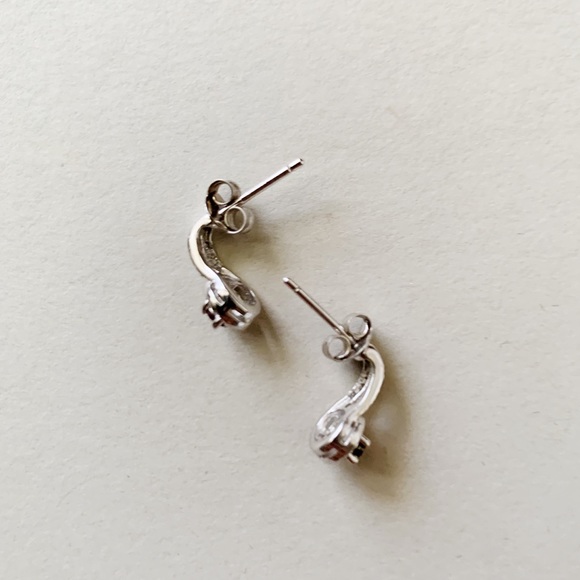 Garnet and Diamond Sterling Silver Earrings - Picture 3 of 4